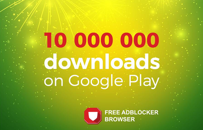 10 million downloads from Google Play of Free Adblocker Browser